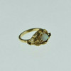 14K Yellow Gold Opal and Garnet Brutalist Floral Ring Size 6.25 Circa 1965