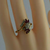 Vintage 14K Yellow Gold Ruby and Diamond Cluster Ring Size 8- Circa 1960