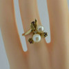 Vintage 14K Yellow Gold Pearl Ruby and Diamond Accent Ring Circa 1960 Ring size