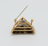 14k Yellow Gold Tested Asymmetrical Smoky Quartz Pin, Circa 1970