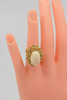 14K YG Angel Skin Coral Modernist Ring Circa 1960 Size 4.5