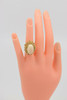 14K YG Angel Skin Coral Modernist Ring Circa 1960 Size 4.5