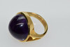 18K Yellow Gold Superb Amethyst Cabochon Large Round Dome Ring Size 5.25