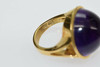 18K Yellow Gold Superb Amethyst Cabochon Large Round Dome Ring Size 5.25