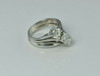 14K White Gold Diamond 3 stone Modernist Ring Handmade Custom Setting Size 5.75