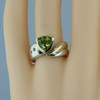 14K Yellow Gold and Sterling Silver Peridot and Diamond Ring Size 7.5