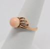 10K Yellow Gold Coral Sphere Ring Circa 1960, Size 6.25
