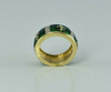 14K Yellow Gold Diamond and Green Enameled Fleur de Lis Band Size 4.75