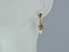 Vintage 14K Yellow Gold Blue Sapphire and Pearl Drop Ear Pendants Circa 1950