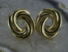 14K YG Substantial Oval Intertwining Swirl Earrings Italian Made Circa 2000