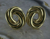 14K YG Substantial Oval Intertwining Swirl Earrings Italian Made Circa 2000