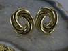 14K YG Substantial Oval Intertwining Swirl Earrings Italian Made Circa 2000