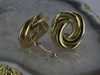 14K YG Substantial Oval Intertwining Swirl Earrings Italian Made Circa 2000