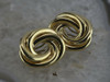 14K YG Substantial Oval Intertwining Swirl Earrings Italian Made Circa 2000