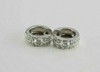 14K White Gold Diamond Hoops 10 Small Diamonds in Two Rows Circa 1990