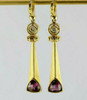 18K Yellow Gold Exquisite Diamond & Tourmaline Ear Pendants Circa 1990