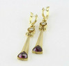 18K Yellow Gold Exquisite Diamond & Tourmaline Ear Pendants Circa 1990