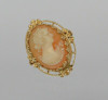 14K Yellow Gold Cameo Brooch/Pendant with Locking Clasp, Circa 1950