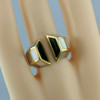 18K Yellow Gold Sleek Design Mother of Pearl and Black Onyx Inlay Ring Size 6.75