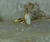 Vintage 18K Yellow Gold White Opal Cabochon Ring Size 6 Circa 1950