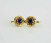 14K Yellow Gold Amethyst Cabochon Earrings French Clips Signed Carla