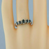 14K White Gold 1ct tw est. Diamond and Sapphire Ring Size 8.25 Circa 1960