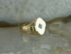 14K Yellow Gold Diamond Set Ring Art Deco Tooled Sides Size 10.75 Circa 1940