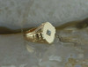 14K Yellow Gold Diamond Set Ring Art Deco Tooled Sides Size 10.75 Circa 1940