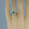 Vintage 18K Yellow Gold Blue Stone Solitaire Ring Size 5.5 - 7 Circa 1960