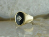 Vintage 14K Yellow Gold Black Onyx and Diamond Center Ring Size 13 Circa 1950