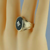 Vintage 14K Yellow Gold Black Onyx and Diamond Center Ring Size 13 Circa 1950