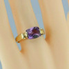 14K Yellow Gold Amethyst Ring Cushion Shaped Size 6.75 Circa 1990