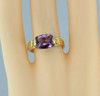 14K Yellow Gold Amethyst Ring Cushion Shaped Size 6.75 Circa 1990