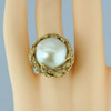 14K Yellow Gold Mave Pearl Brutalist Ring Size 6.75-7 Circa 1970