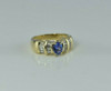 14K YG Designer 2 ct + Tanzanite and Diamond Baguette Ring Size 7.25 Circa 1980