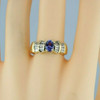 14K YG Designer 2 ct + Tanzanite and Diamond Baguette Ring Size 7.25 Circa 1980
