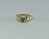 14K YG Designer 2 ct + Tanzanite and Diamond Baguette Ring Size 7.25 Circa 1980