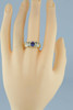 14K YG Designer 2 ct + Tanzanite and Diamond Baguette Ring Size 7.25 Circa 1980