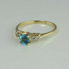14K Yellow Gold Blue Topaz and Cubic Zirconia Ring Size 7.25 Circa 1980