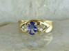 14K Yellow Gold 1 ct + Tanzanite and Diamond Ring Size 4 Circa 1990