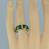 14K Yellow Gold Green Enamel Fleur De Lis Crest Ring Size 5.5 Circa 1990