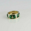 14K Yellow Gold Green Enamel Fleur De Lis Crest Ring Size 5.5 Circa 1990