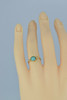 14K Yellow Gold Turquoise Adjustable Ring, 6mm Blue Turquoise Cabochon Size 5+