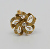 14K Yellow Gold Tested Diamond, Pearl and Enamel Rosette Pin, Circa 1910