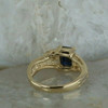 14K YG Sapphire and Diamond Accent Ring Bypass Design Size 6.75 Circa 1970