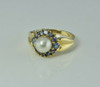 14K Yellow Gold Pearl and Tanzanite Halo Ring Size 7 Circa 1990