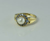 14K Yellow Gold Pearl and Tanzanite Halo Ring Size 7 Circa 1990