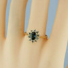 14K Yellow Gold 2 ct Blue Green Sapphire and Diamond Ring Size 10 Circa 1980