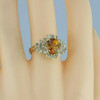 14K Yellow Gold 5 ct tw Orange Sapphire and Diamond Halo Ring size 7