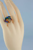 14K Yellow Gold Hardstone Carved Flower Bouquet Ring Size 7.25 Circa 1980